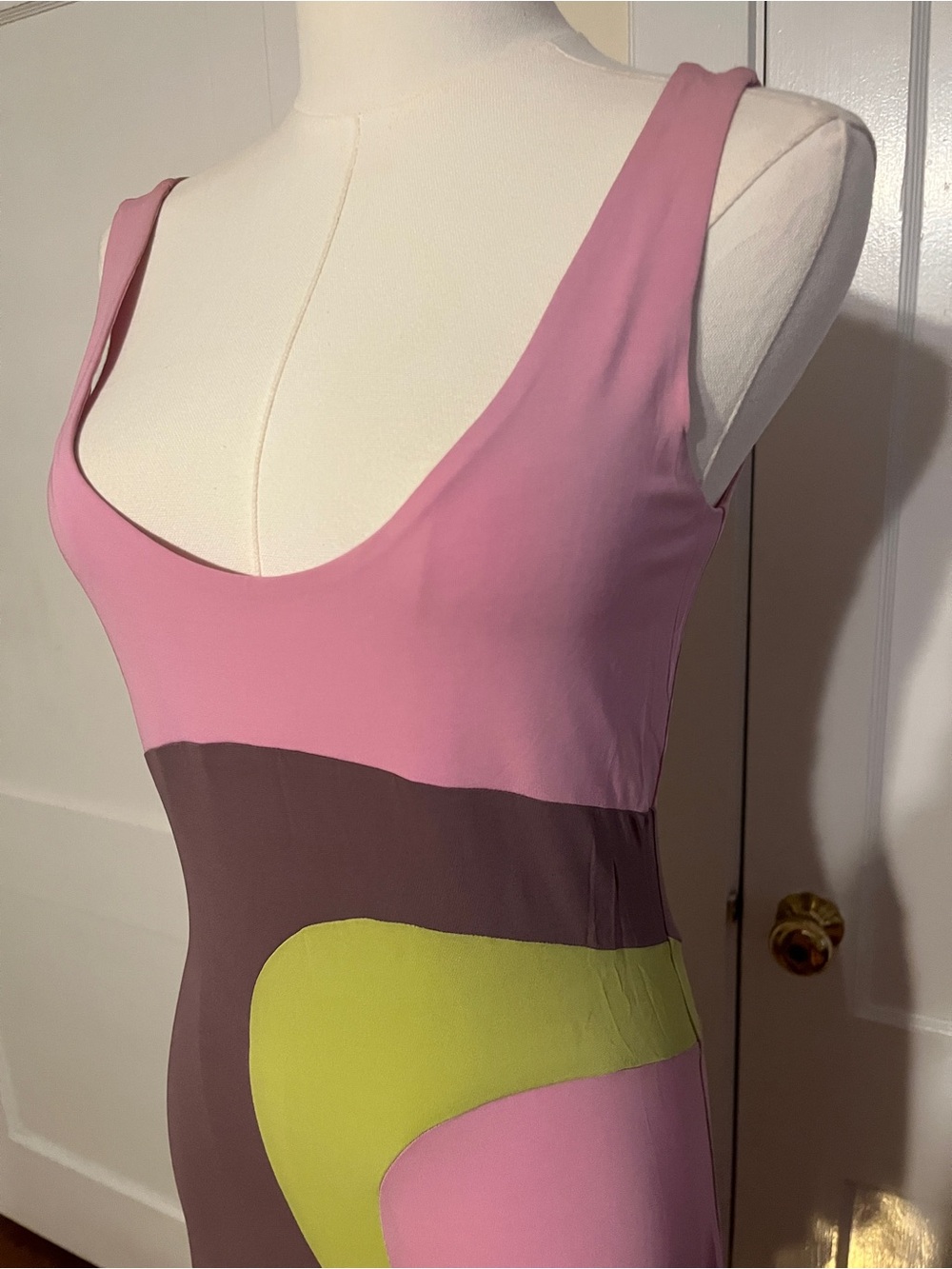 Plein Sud Pink Mod Colorblock Maxi Dress – Sculptural 90s Graphic - Picture 4 of 14